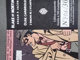 a sticker on the back of a book with a picture of a man in a trench coat