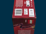 a red box with a picture of a bird on it