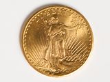 an image of a gold coin on a white surface