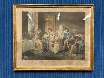 une photo représentant un tableau où l'on voit une famille assise autour d'une table