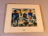 une photo d'un tableau représentant deux personnes sur la plage