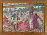 a picture of a painting of a man and woman on a carousel