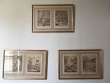 three pictures hanging on the wall above a bed