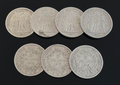 un lot de six pièces d'argent