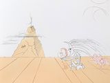 un dessin représentant un homme et une femme sur la plage