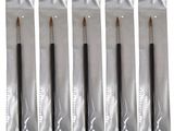 four black and white pencils in plastic bags on a white background
