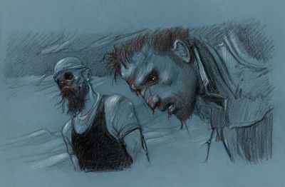 dessin d'un homme et d'une femme debout l'un à côté de l'autre