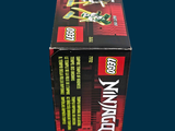 a box of lego ninja figures on a blue background