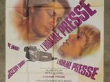 an old movie poster of a man and a woman kissing in front of each other