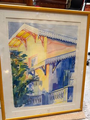 a picture of a picture of a house in a frame