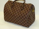 louis vuitton damier speedy bag in brown and brown checkerboard