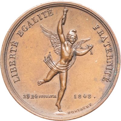 une image représentant une médaille de bronze sur laquelle figure un personnage ailé