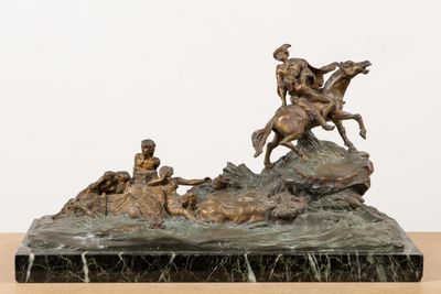 Georges FLAMAND (1866-1931). Le passage de la rivière.