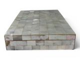 rectangular mother of pearl box with mother of pearl inlay