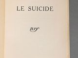 an open book with a black and white title on it