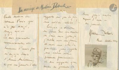Marlene DIETRICH (1901-1992) L.A.S., Paris octobre 1944 ; 2 …
