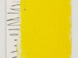 a painting of a yellow square on a white surface