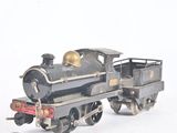 a toy train that is sitting on a white surface