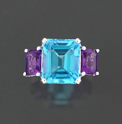 Bague cocktail de style Art Déco en or gris 18K 750 millième…