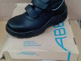 brand new men ' s black leather ankle boots with velcro straps