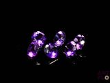 purple amethorate earrings on a black background