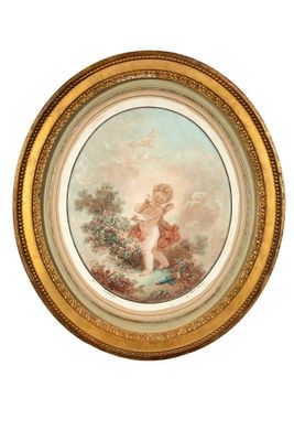 une image représentant un tableau où figurent une femme et un enfant dans un paysage