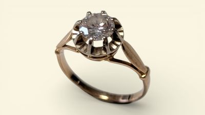 Bague Solitaire en or jaune 18K (750/°°) agrémentée d'un dia…