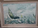 une photo d'un tableau représentant un voilier en mer