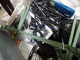 a pile of electronic equipment sitting on top of a table