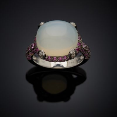 white opal and pink sapphire ring