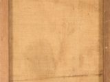 an old wooden frame with a piece of paper hanging on the wall
