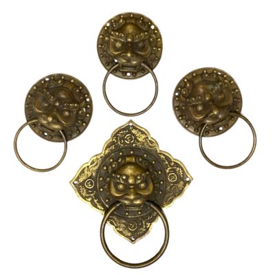 CHINE fin XIXe - début XXe 4 éléments décoratifs en bronze.