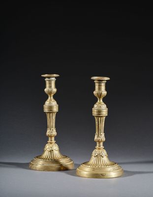 pair of antique brass candlesticks