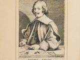 an old black and white drawing of a man sitting at a table