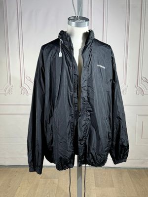 BALENCIAGA - Anorak polyester noir, fermeture à glissière so…