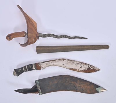 several different types of knives are displayed on a white surface