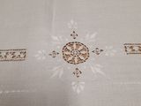 une image montrant un gros plan d'une nappe ornée d'un motif