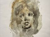 an image of a drawing of a woman ' s face on a piece of paper