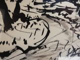 un dessin en noir et blanc représentant un oiseau perché sur un arbre