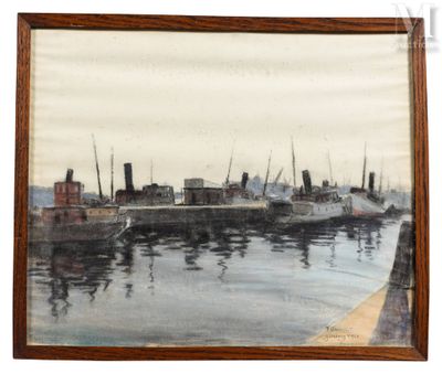 une image d'une peinture de bateaux dans l'eau