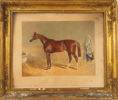 tableau représentant un cheval dans une écurie, peint par un homme en chemise bleue