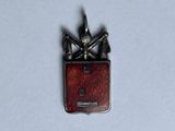 a small metal object with a skull and crossbone on it