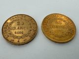 two gold coins, one of which has been cleaned and the other one has been cleaned