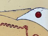 a drawing of a nurse ' s hat with a red eye