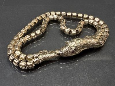 Bracelet serpent en or , deux rangs de chaine articulée, têt… - Photo 1