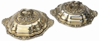 Paire DE Plats Victoriens EN Argent DorÉ Avec Couvercle
