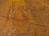 an image of a painting of an angel with a halo on a wall