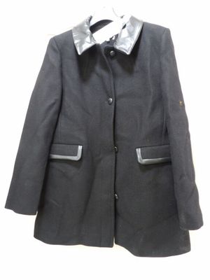 veste en laine mélangée avec col en cuir