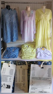 a display of clothing on a shelf in a store