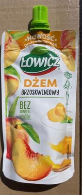 packaging of a pouch of frozen peaches sitting on a table